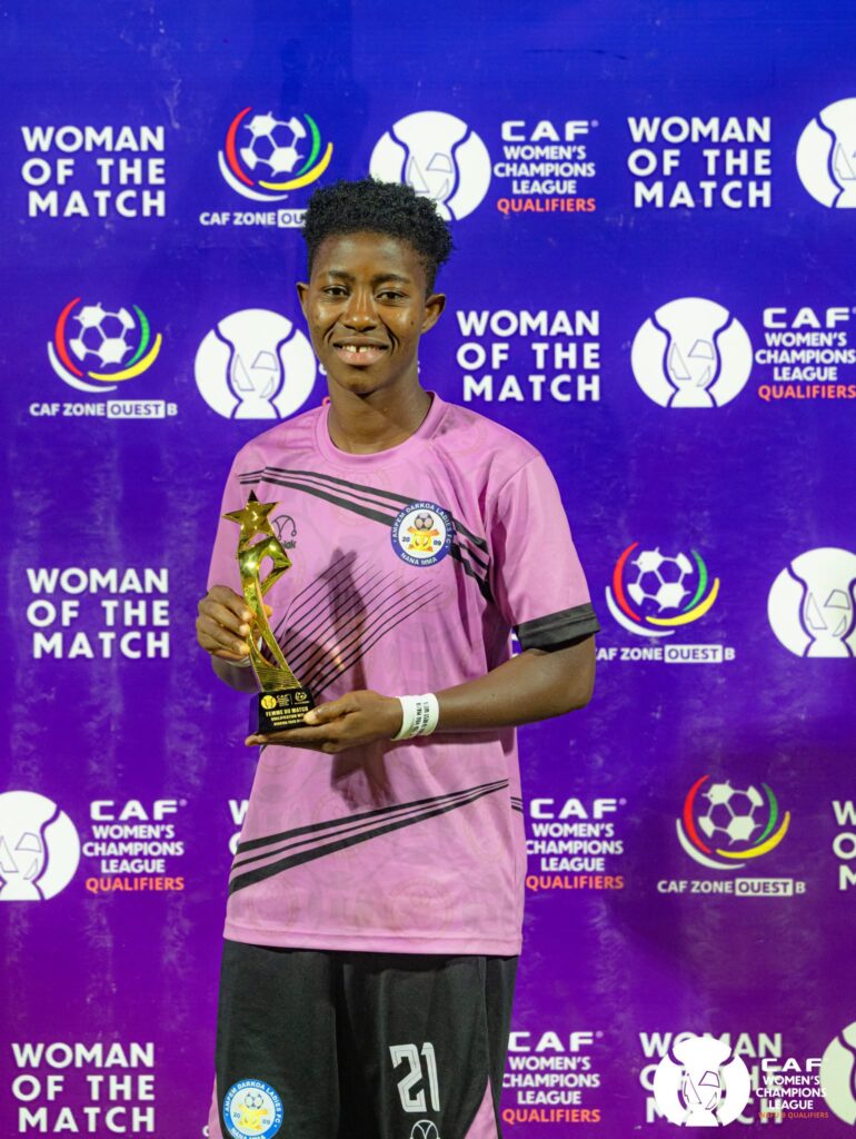 Milot Pokua poses with a Player of The Match Award