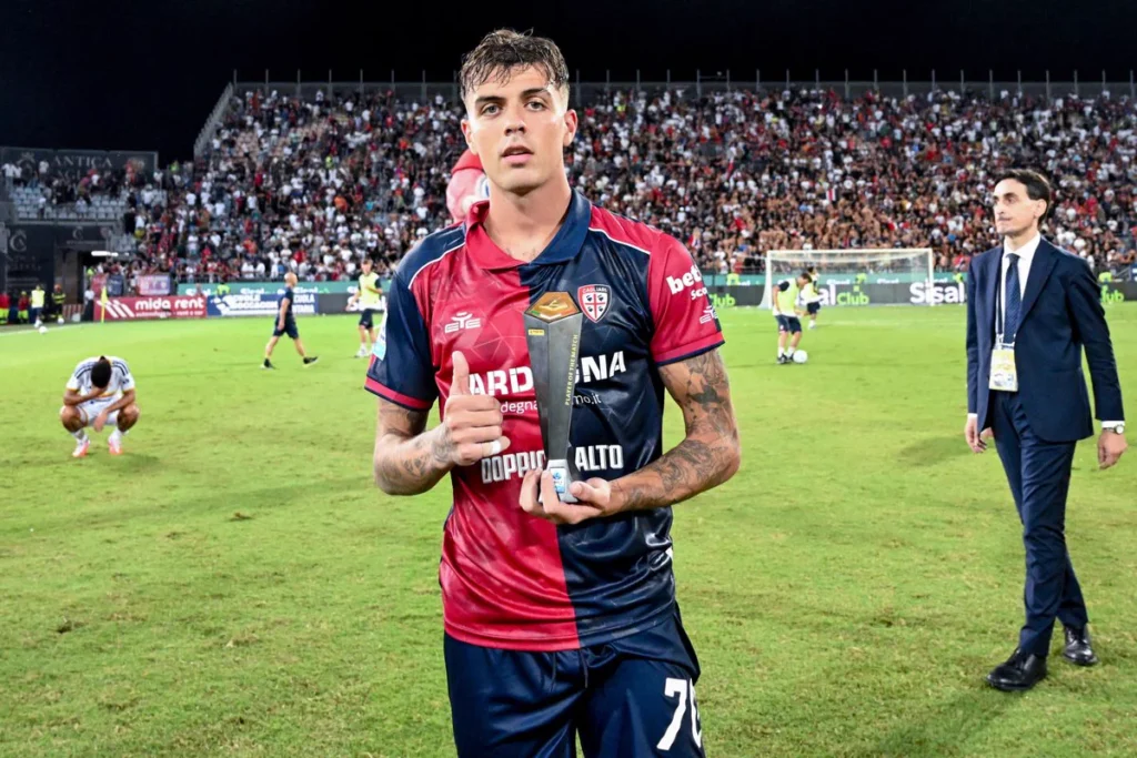 Daniel Maldini scored over the weekend for Cagliari in the Italian Serie A.